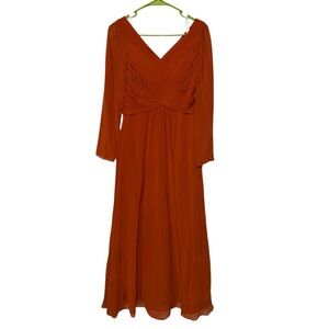 Azazie Paprika Burnt‎ Irange Chiffon Modest Bridesmaid DressSize XS